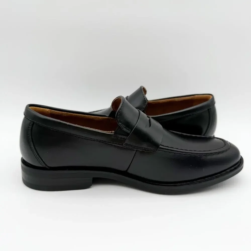 Florsheim Kids Boys Rucci Moc Toe Penny Loafers US 1.5 M Black Leather NIB